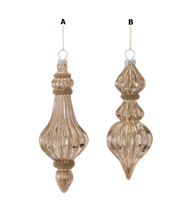 6" Finial Glass Ornament Assorted