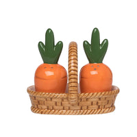 Salt/Pepper Carrot Shakers In Basket, Set of 3