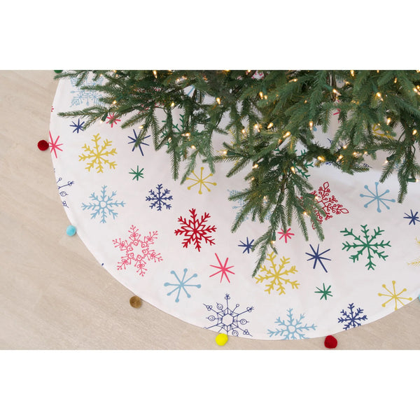 54" Boho Snowflakes Christmas Tree Skirt