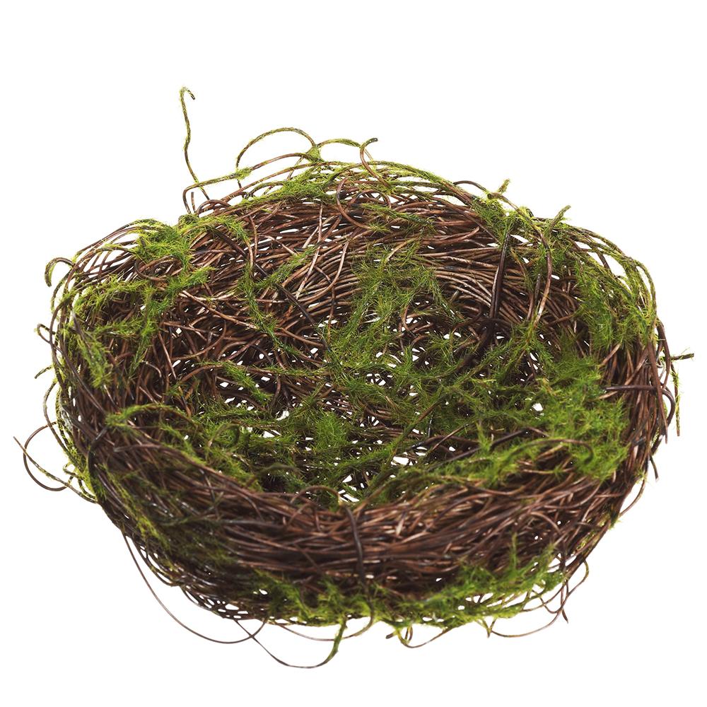 5" Green/Brown Plastic Moss Bird's Nest