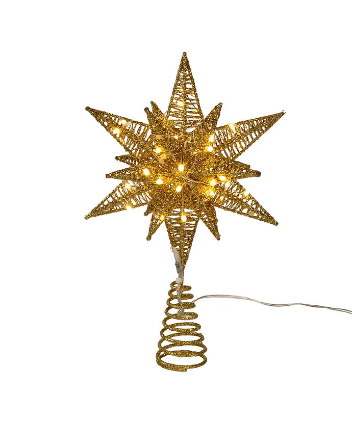 Prelit Glitter Gold 3D Starburst Tree Topper