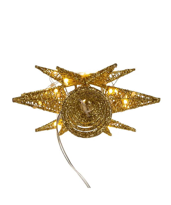 Prelit Glitter Gold 3D Starburst Tree Topper