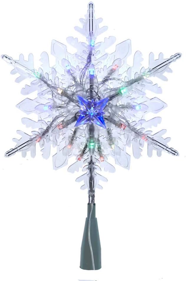 20-Light 10-Inch Clear Snowflake Treetop with Color-Changing RGB LED Bulbs