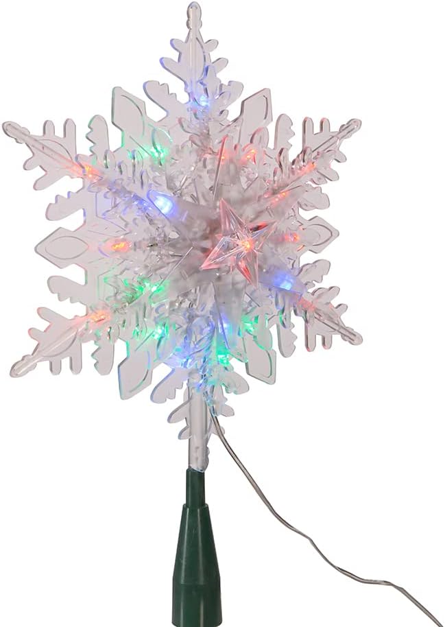 20-Light 10-Inch Clear Snowflake Treetop with Color-Changing RGB LED Bulbs - Thumbnail 2