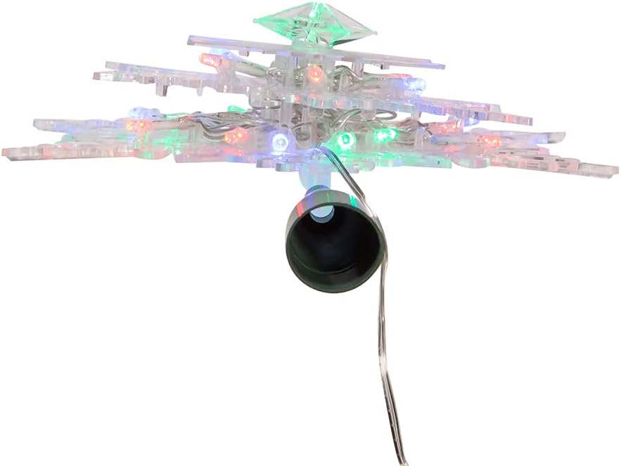 20-Light 10-Inch Clear Snowflake Treetop with Color-Changing RGB LED Bulbs - Thumbnail 4