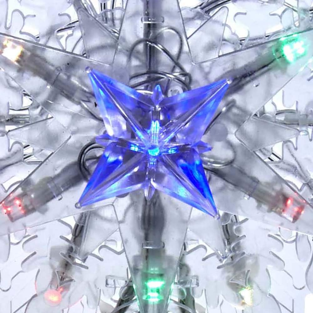 20-Light 10-Inch Clear Snowflake Treetop with Color-Changing RGB LED Bulbs - Thumbnail 3