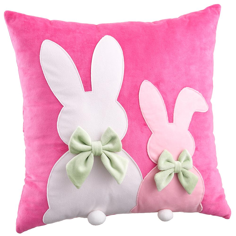 Pillow Bunny 16.5" Pink/White
