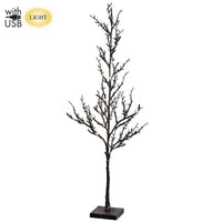 30" Glittered Twig Tree on Stand With USB, Light Black