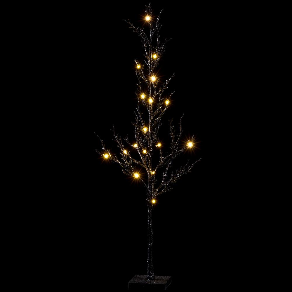 30" Glittered Twig Tree on Stand With USB, Light Black