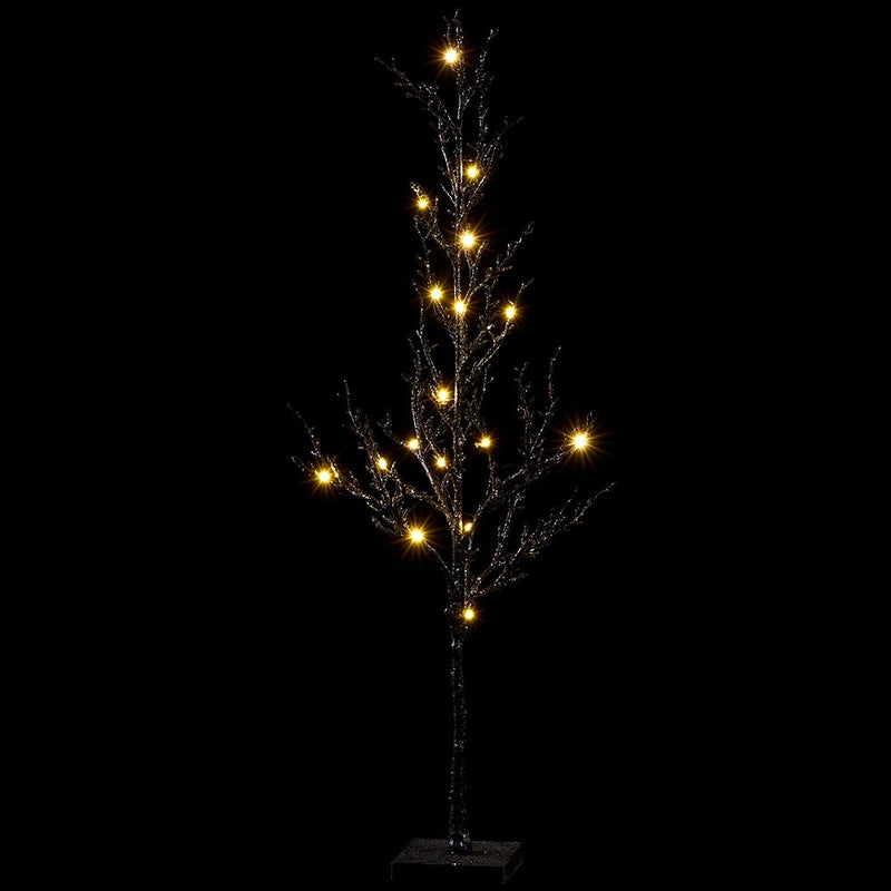 30" Glittered Twig Tree on Stand With USB, Light Black