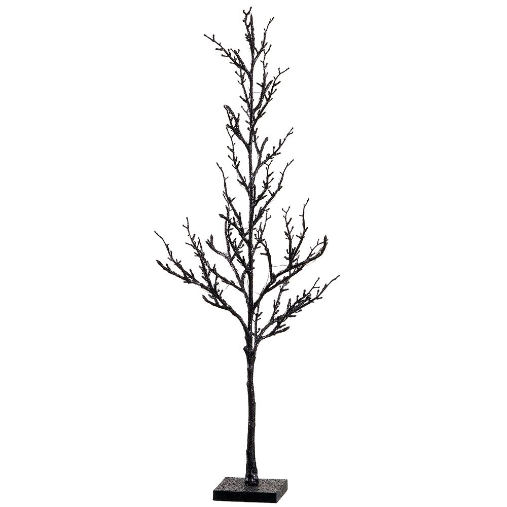 30" Glittered Twig Tree on Stand With USB, Light Black