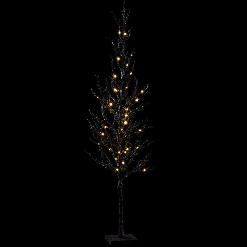 40" Glittered Twig Tree on Stand With USB Light Black