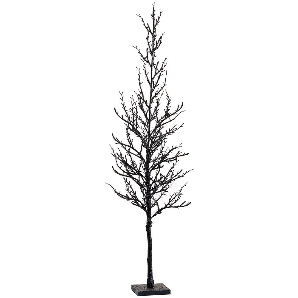 40" Glittered Twig Tree on Stand With USB Light Black