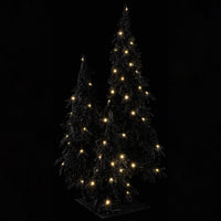 36" Glittered Tree x3 on Metal Plate With USB Light Black