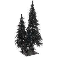 36" Glittered Tree x3 on Metal Plate With USB Light Black