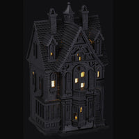 9" Prelit Black Halloween Haunted House