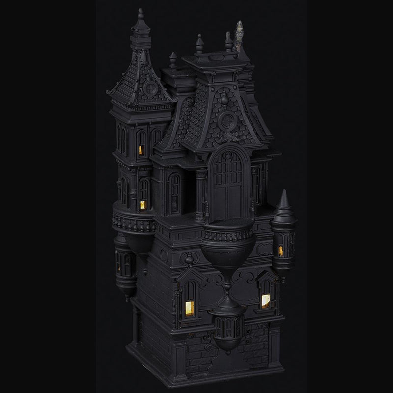 12" Prelit Black Halloween Haunted Mansion