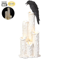 30.5" Battery Operated Faux Candle With Crow And Light