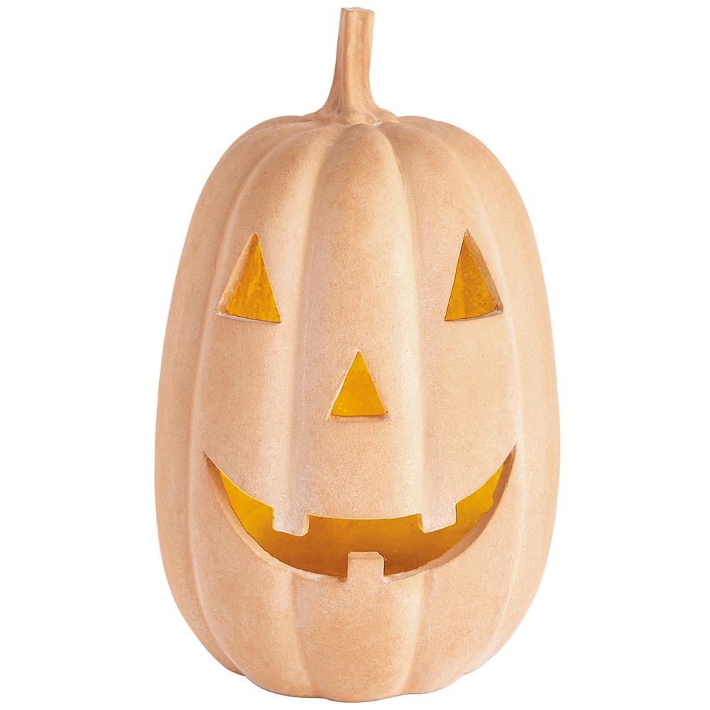 11" Faux Terracotta Prelit Jack O Lantern Pumpkin