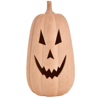 17" Faux Terracotta Prelit Jack O Lantern Pumpkin