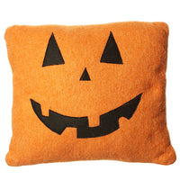 17" Orange Pillow Pumpkin Face Square