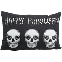 Black Cream Happy Halloween Skulls Rectangle Pillow