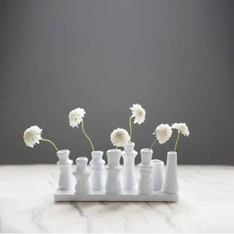 8 Section White Mini Vase
