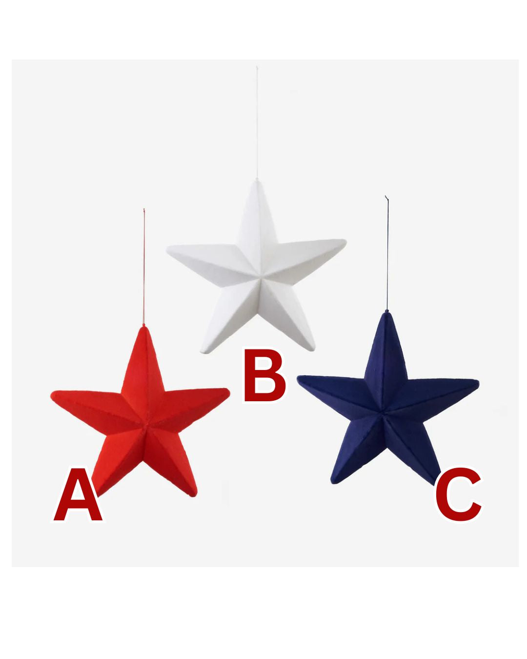 Flocked Faceted Hanging Star, Large, Assorted