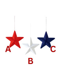 Flocked Faceted Hanging Star, Medium, Assorted