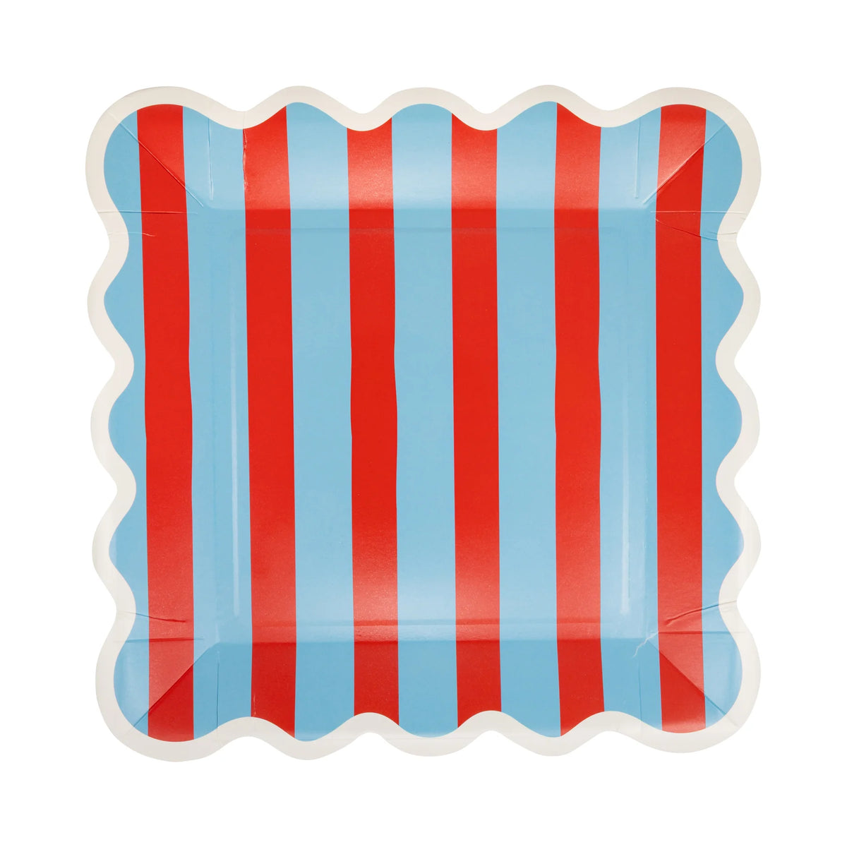 9" Blue And Red Stripe Paper Plate