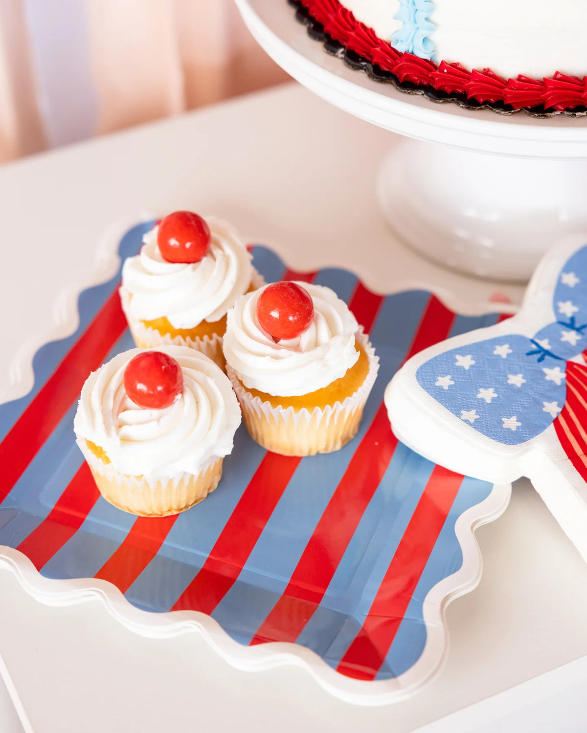 9" Blue And Red Stripe Paper Plate