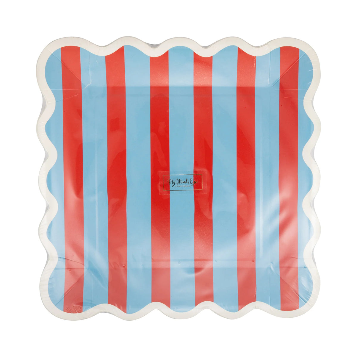 9" Blue And Red Stripe Paper Plate