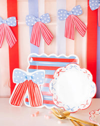 9" Blue And Red Stripe Paper Plate