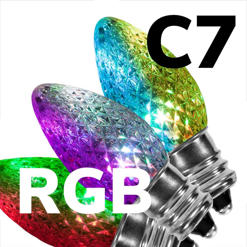 C7 LED RGB Faceted Changing Bulb Modern Display