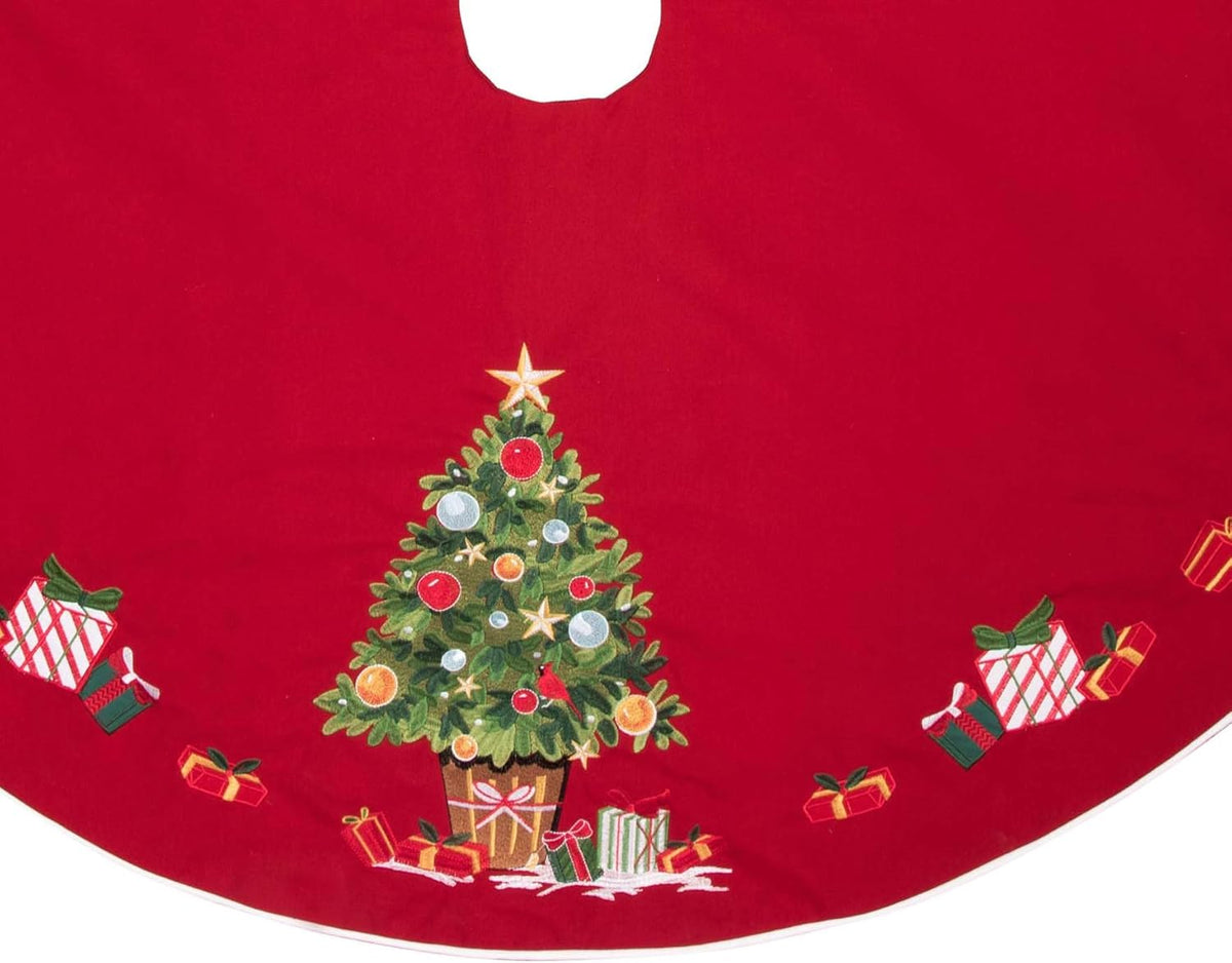 Red Holiday Christmas Tree Skirt