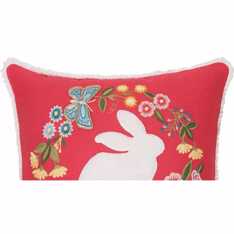 Spring Bunny Wreath Pillow