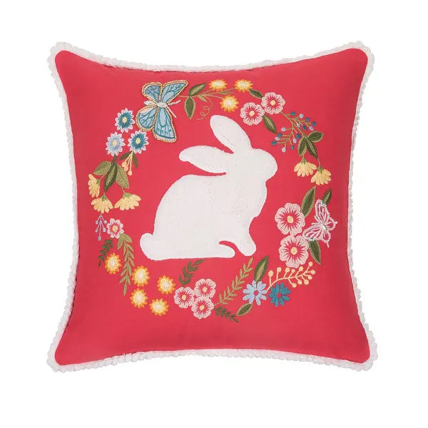 Spring Bunny Wreath Pillow