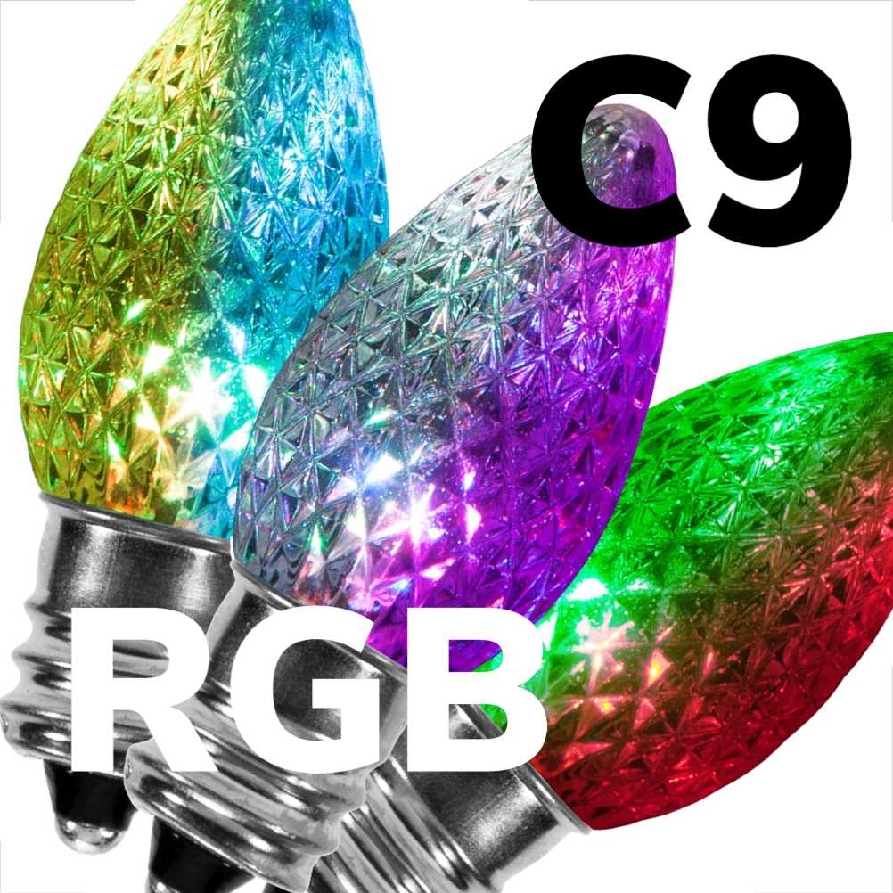 C9 LED RGB Faceted Changing Bulb Modern Display