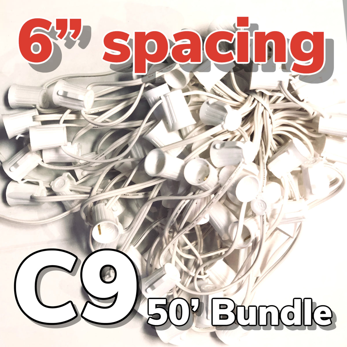 6" Spacing 50' Long C9 Cord