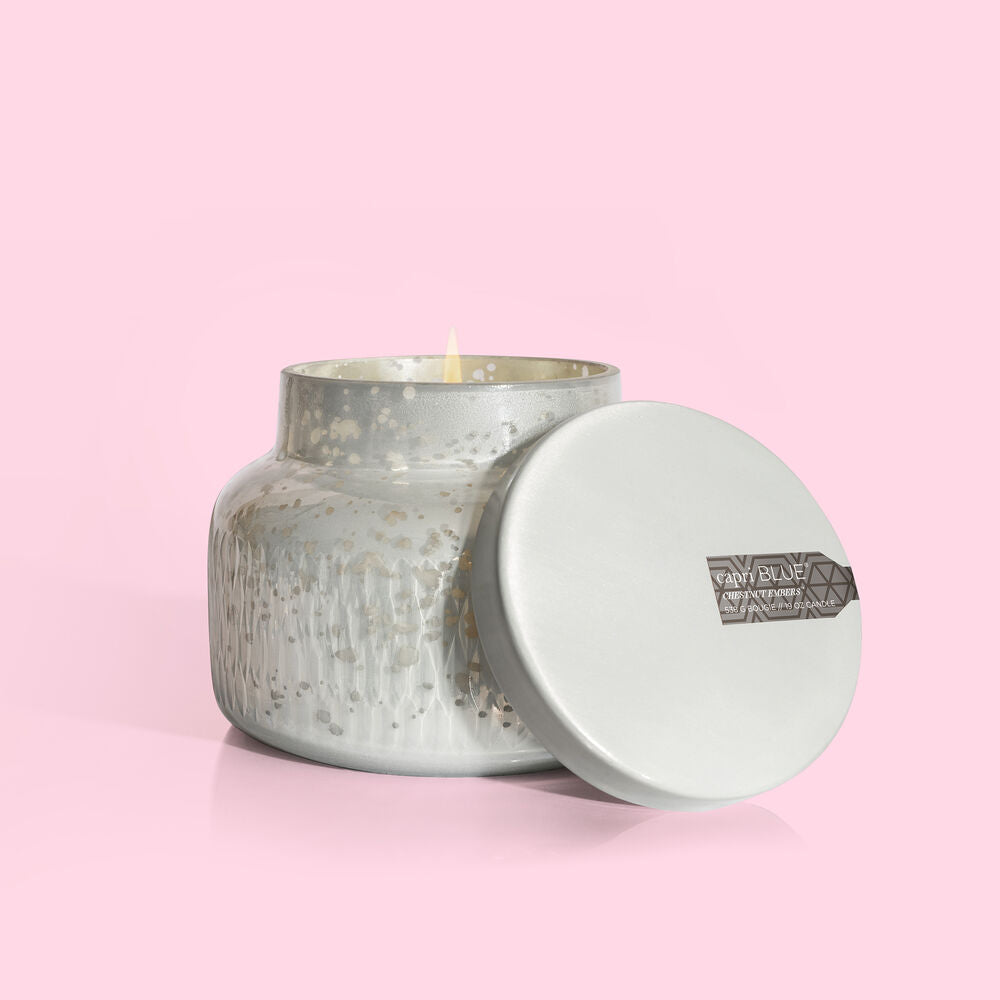 Capri Blue Chestnut Embers 19 Oz Holiday Mercury Signature Jar Candle