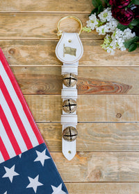 Flag Charm White Leather Bell Strap