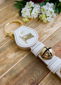 Flag Charm White Leather Bell Strap