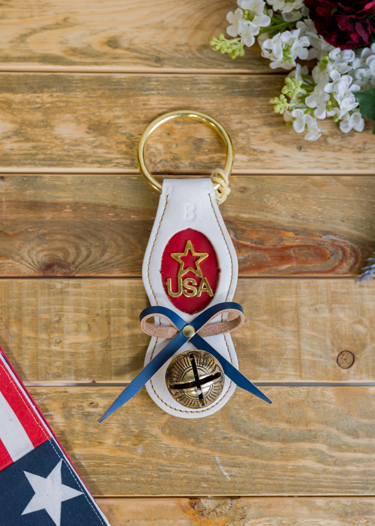 USA Star Charm Patriotic Leather Bell Strap
