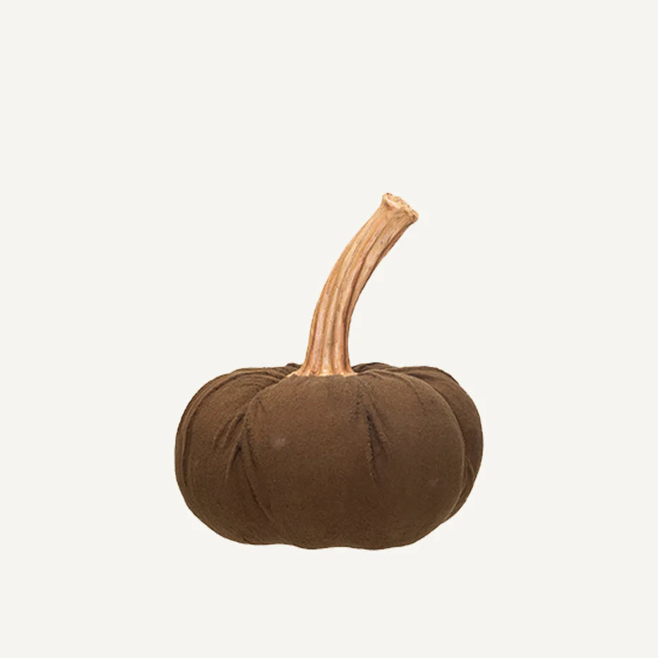 4" Brown Pumpkin Flocked with Handle