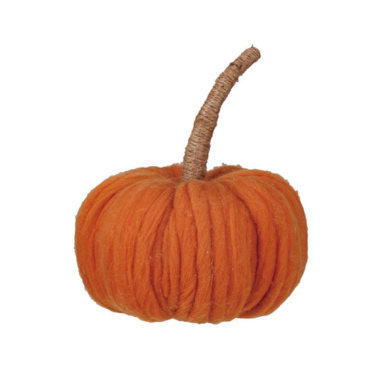 8.5" Wool Pumpkin with Jute Stem