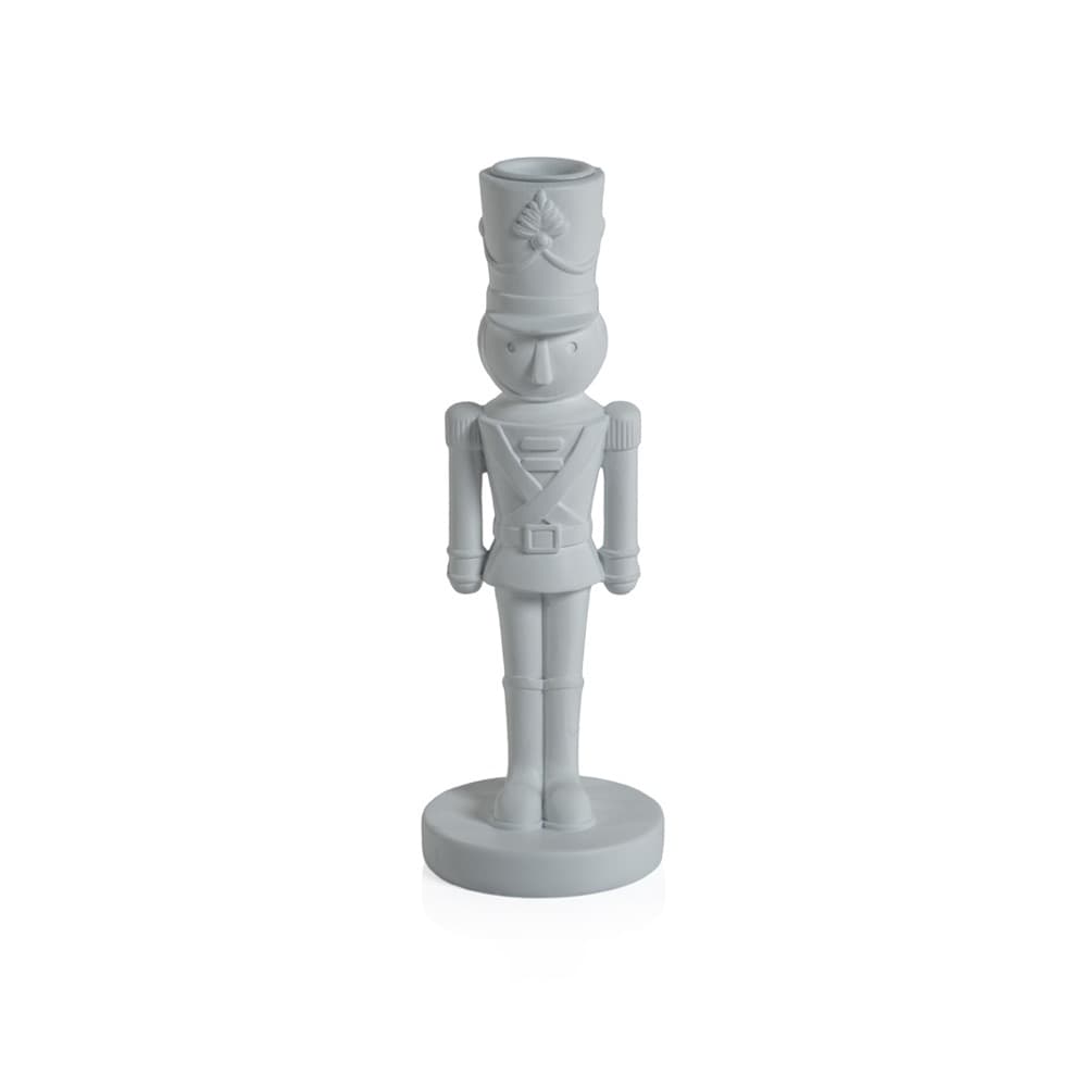 10" White Nutcracker Candleholder