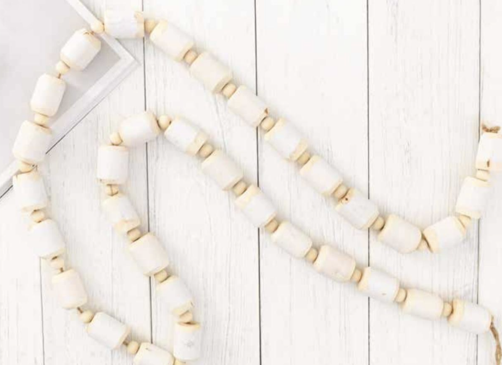 2" Wood Bead Ivory Garland