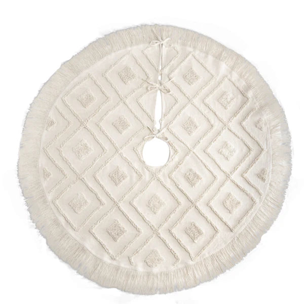 Natural Tufted Diamond Christmas Tree Skirt