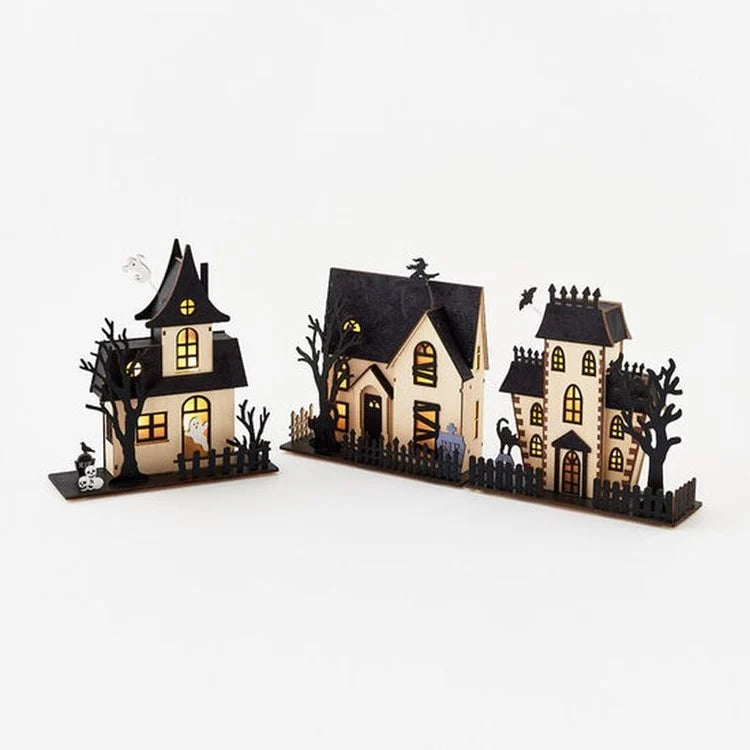 13" Prelit Small Haunted House Assorted