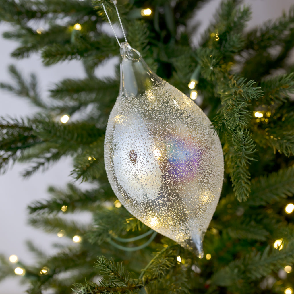 Speckled Iridescent Finial Glass Ornament